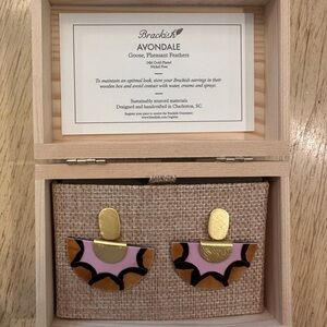 Brackish Gold and Pink Feather Earrings. Statement Earrings!!